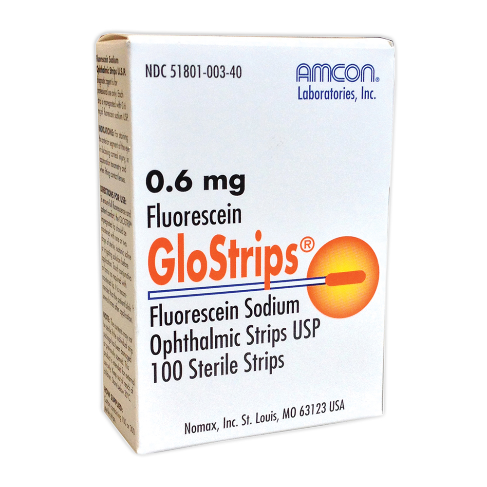 Fluorescein GloStrips® 0.6mg Box of 100, Staining/Testing Strips