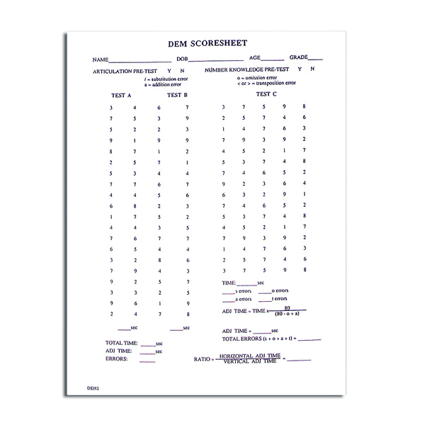 Eye Movement Test Name