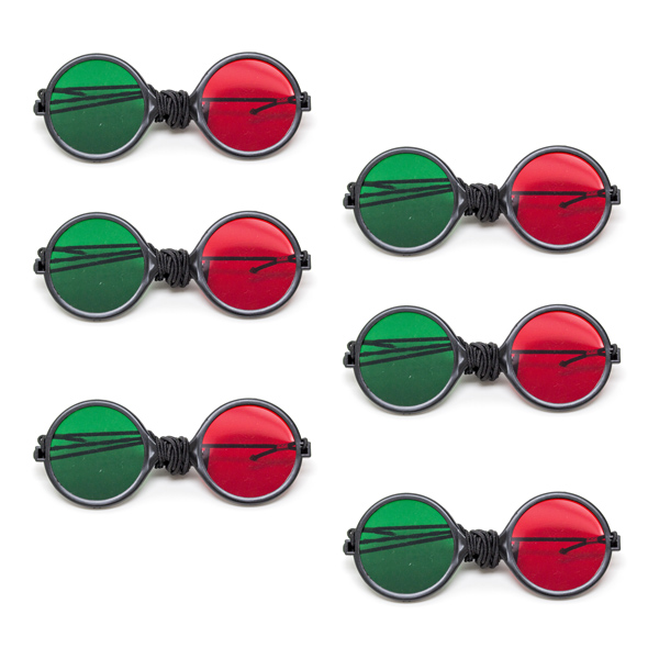  Child Size Red/Green Reversible Goggles   (Package of 6) with Elastic 