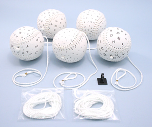  Kit with all 5 Balls with White Thread, Quick Change Connectors, Two 12 ft strings and a Ceiling Hook 
