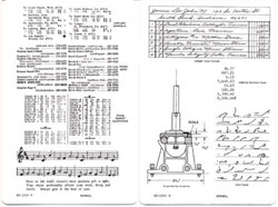 BC2204  Plane schedule, phone, stock market ledger, shorthand, engineer drawing.